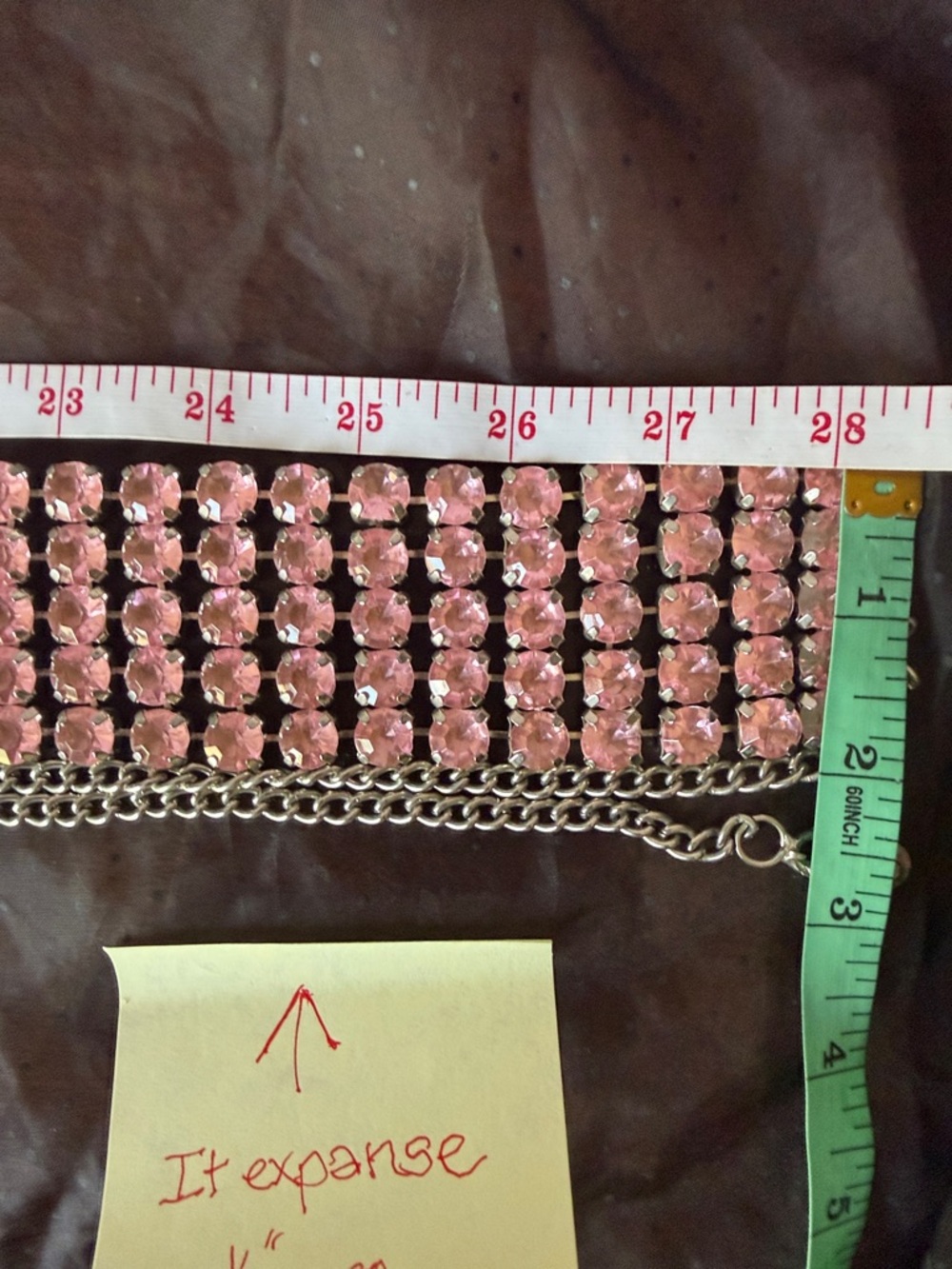 Pink Multi-Row Crystal Belt - Picture 5 of 5
